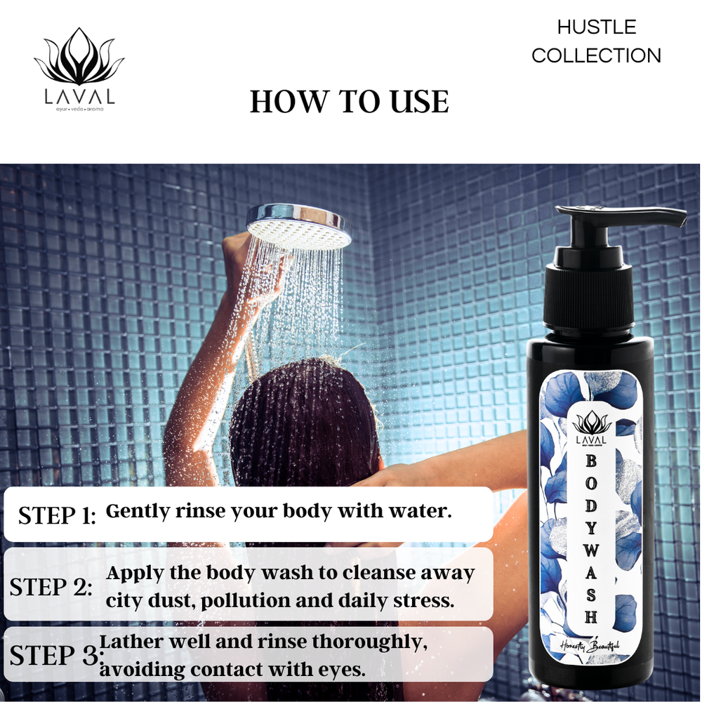 
                  
                    How to use laval hustle collection body wash. 
                  
                